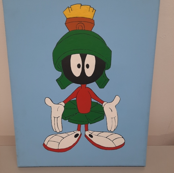 Hand Painted Looney Toons Martian Painting - Picture 1 of 1